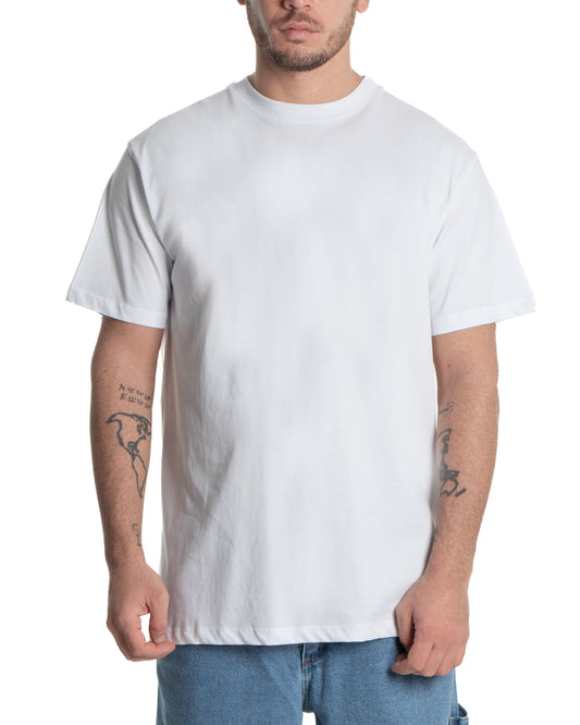 T-shirt Uomo Cotone Basic Tinta Unita Bianco Girocollo Casual Gola Alta-TS2982A
