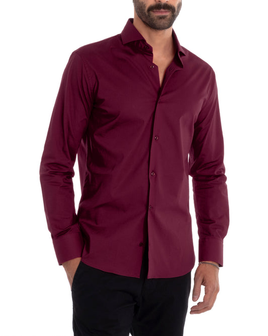 Camicia Uomo Slim Colletto Bordeaux C2400